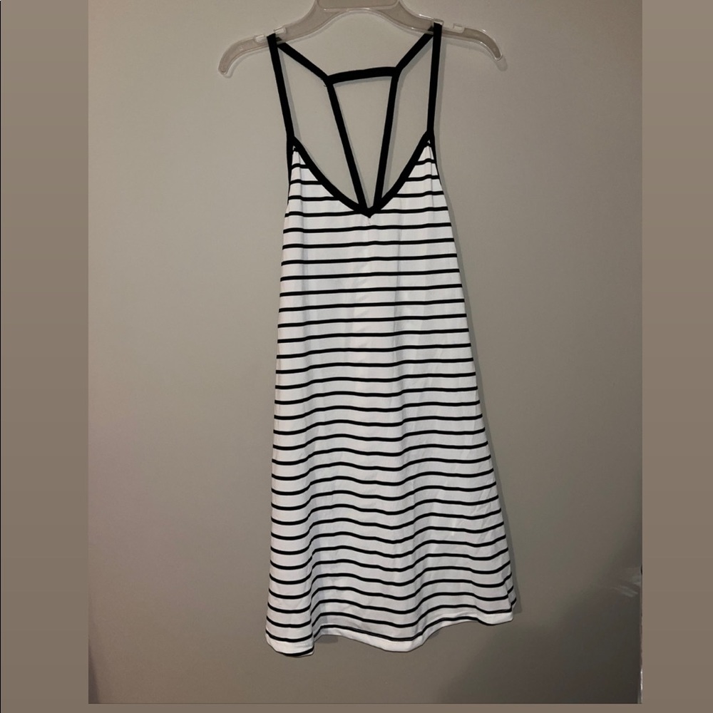 Shein Flowy Striped Dress Size S Black and White Stripe with Thin Straps